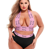 2pc Princess Logo Elastic Booty Short - Black/Pink - Queen