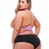 2pc Princess Logo Elastic Booty Short - Black/Pink - Queen