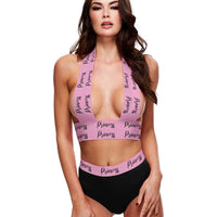 2pc Princess Logo Elastic Booty Short - Black/Pink - One Size