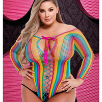 Lace-Up Rainbow Teddy - Rainbow - Queen