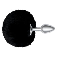 Fluffy Bunny Tail Butt Plug - Black