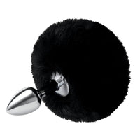 Fluffy Bunny Tail Butt Plug - Black